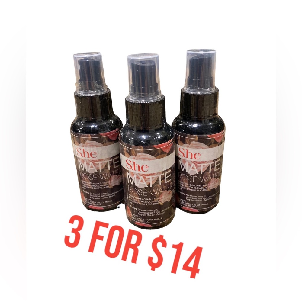 S.he Makeup Rose Water Matte Setting Makeup Spray. 3 for $14